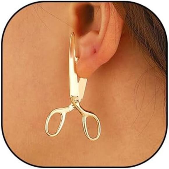 Vintage Scissors Stud Earrings | Gothic Silver Statement Jewelry - Picture 1 of 5